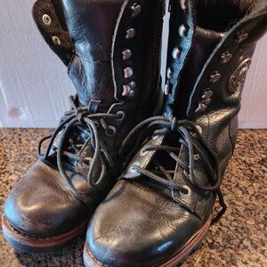 Men's Harley-Davidson Black Leather Lace-Up Moto Combat Boots